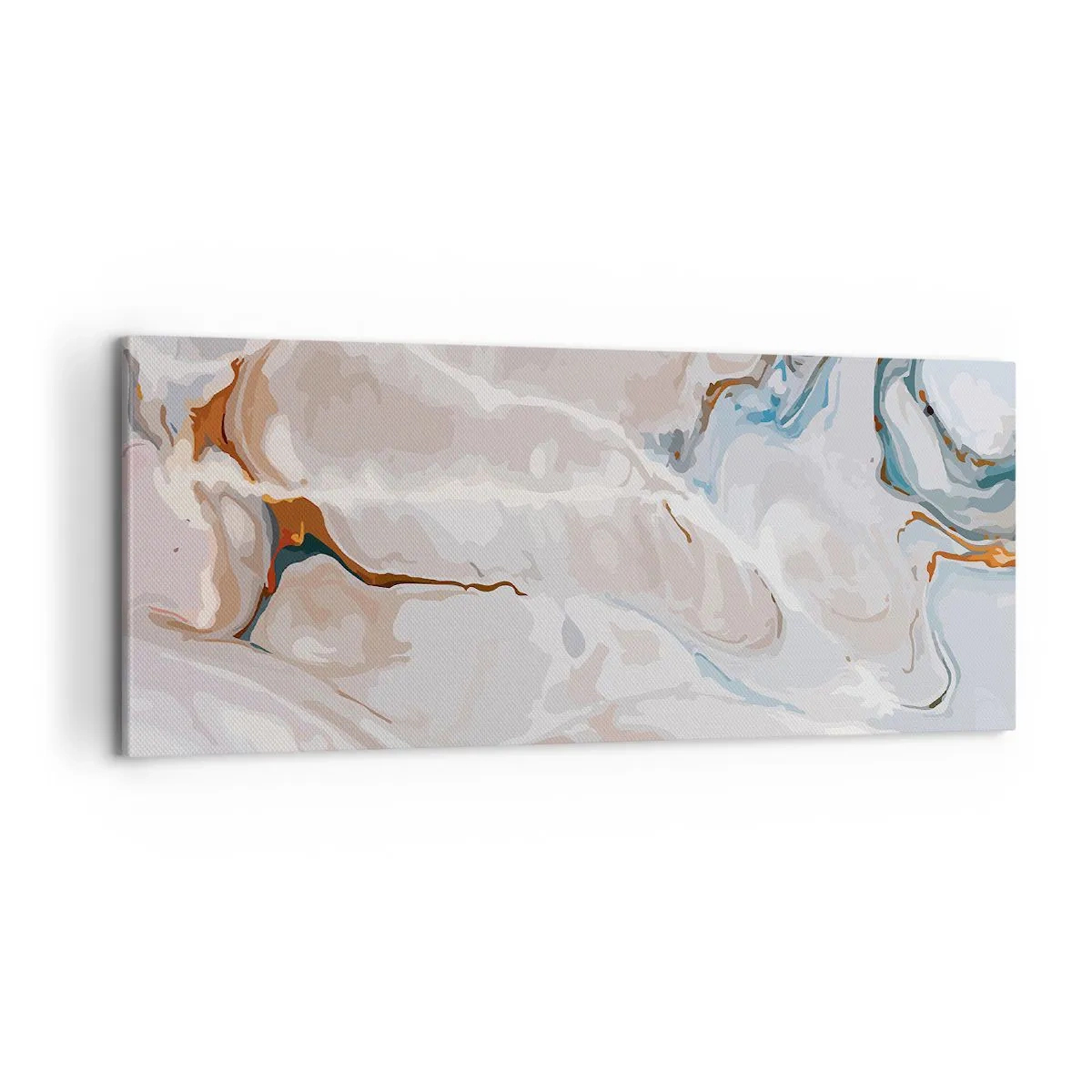 Schilderen op canvas - Blauw kronkelt onder het wit - 100x40 cm