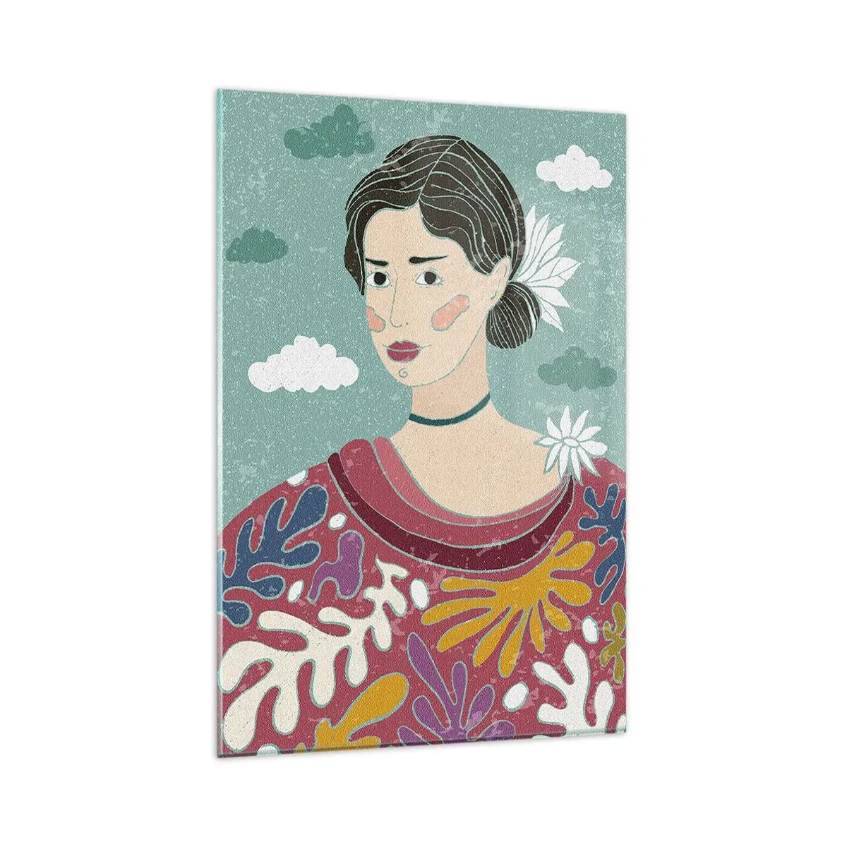 Schilderen op glas - Met melancholie in de ogen - 80x120 cm