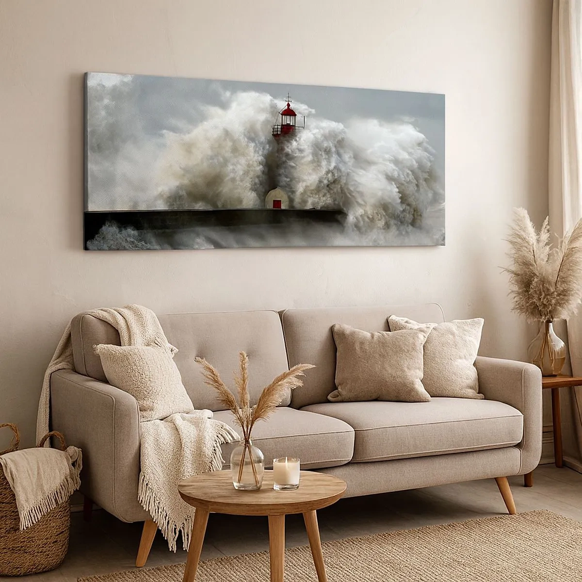 Schilderen op canvas - De woede van de oceaan - 100x40 cm