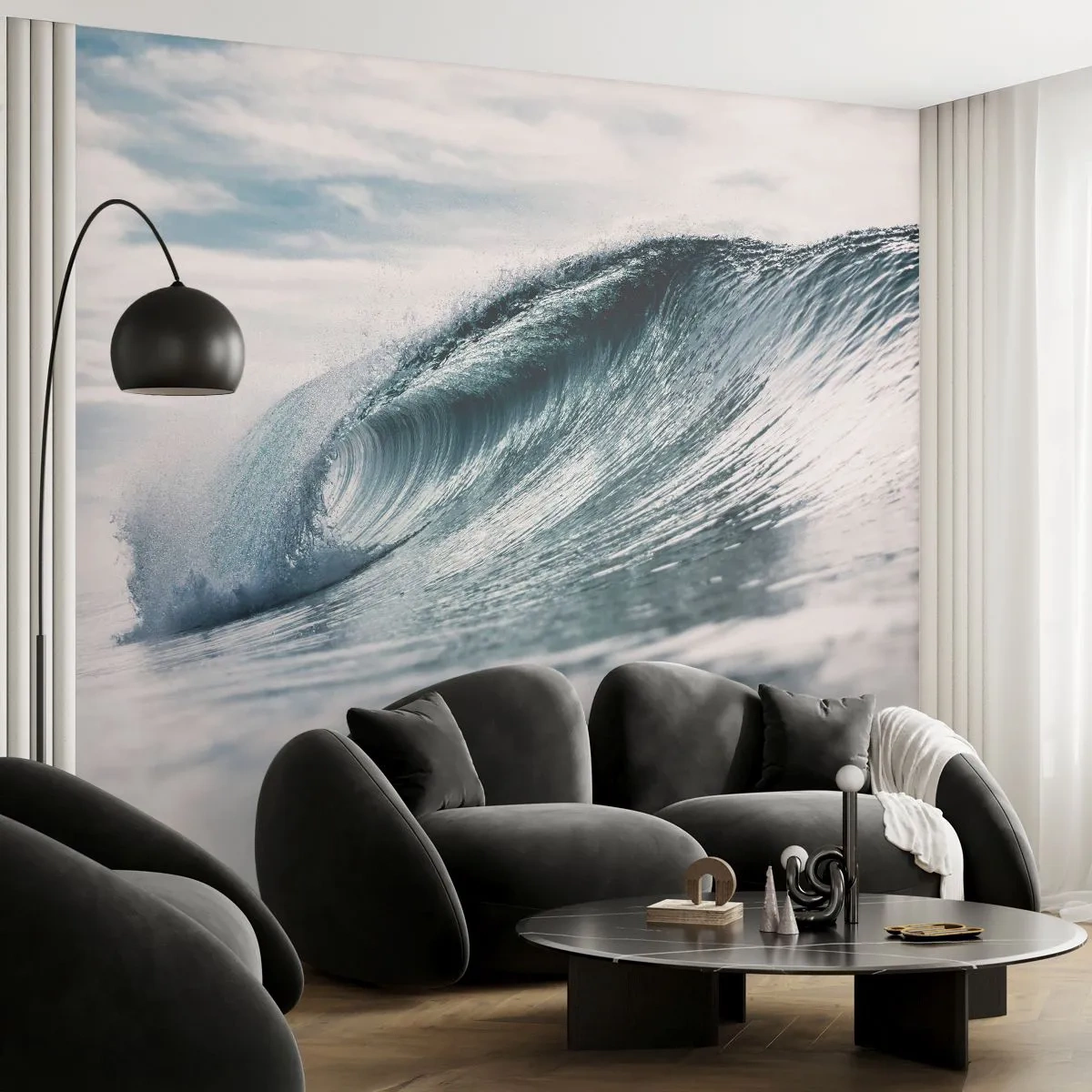 Fotobehang Standard Eco - Waterpiek - Zee Golf, Zee, Oceaan - 150x105 cm