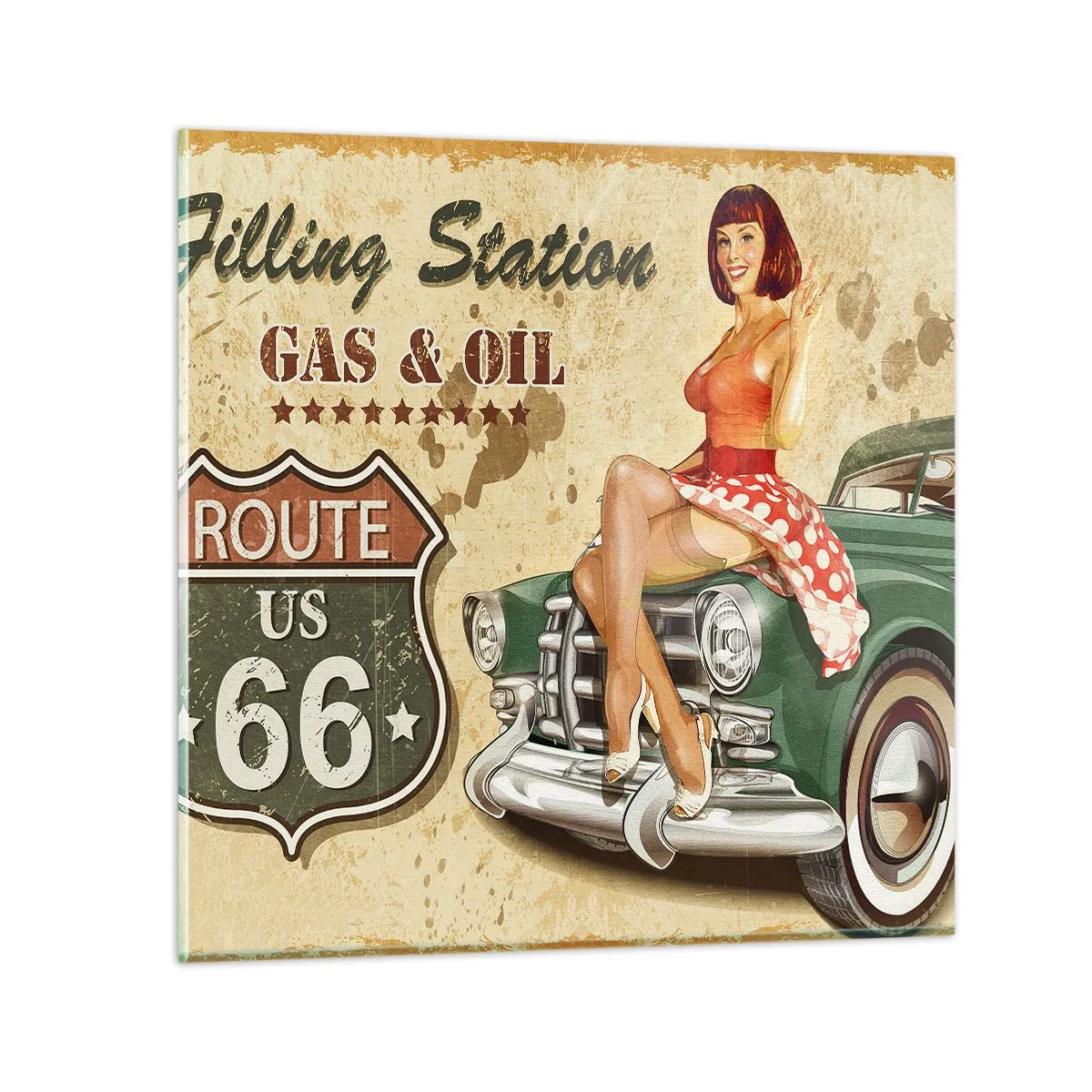 Schilderen op glas - De grote jaren 40. - 50x50 cm