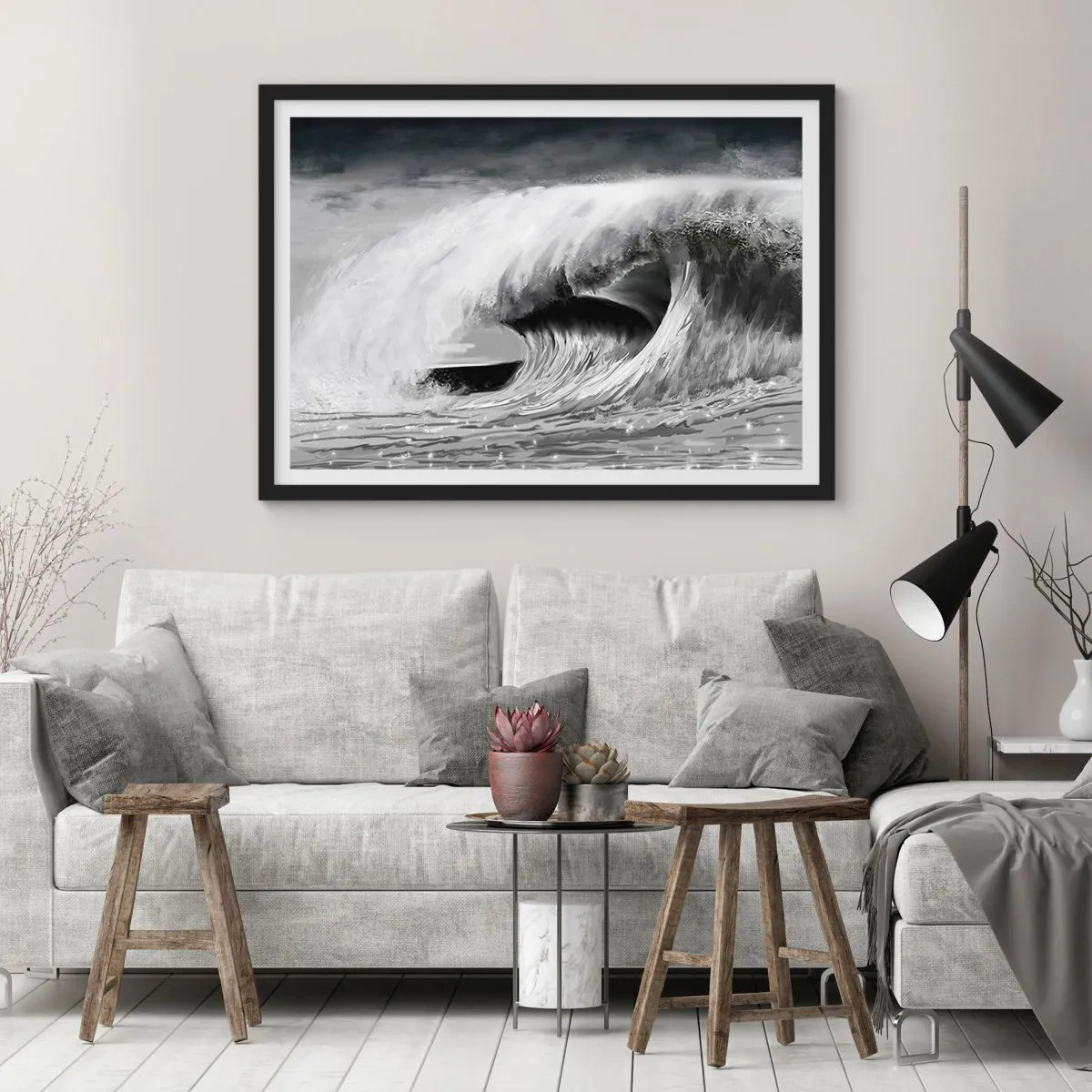 Poster in een zwarte lijst - De woede van de oceaan - 40x30 cm