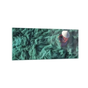 Schilderen op glas - In een zee van netten - 120x50 cm