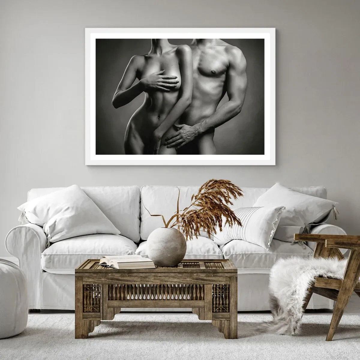 Poster in een witte lijst - Adam en Eva - 40x30 cm