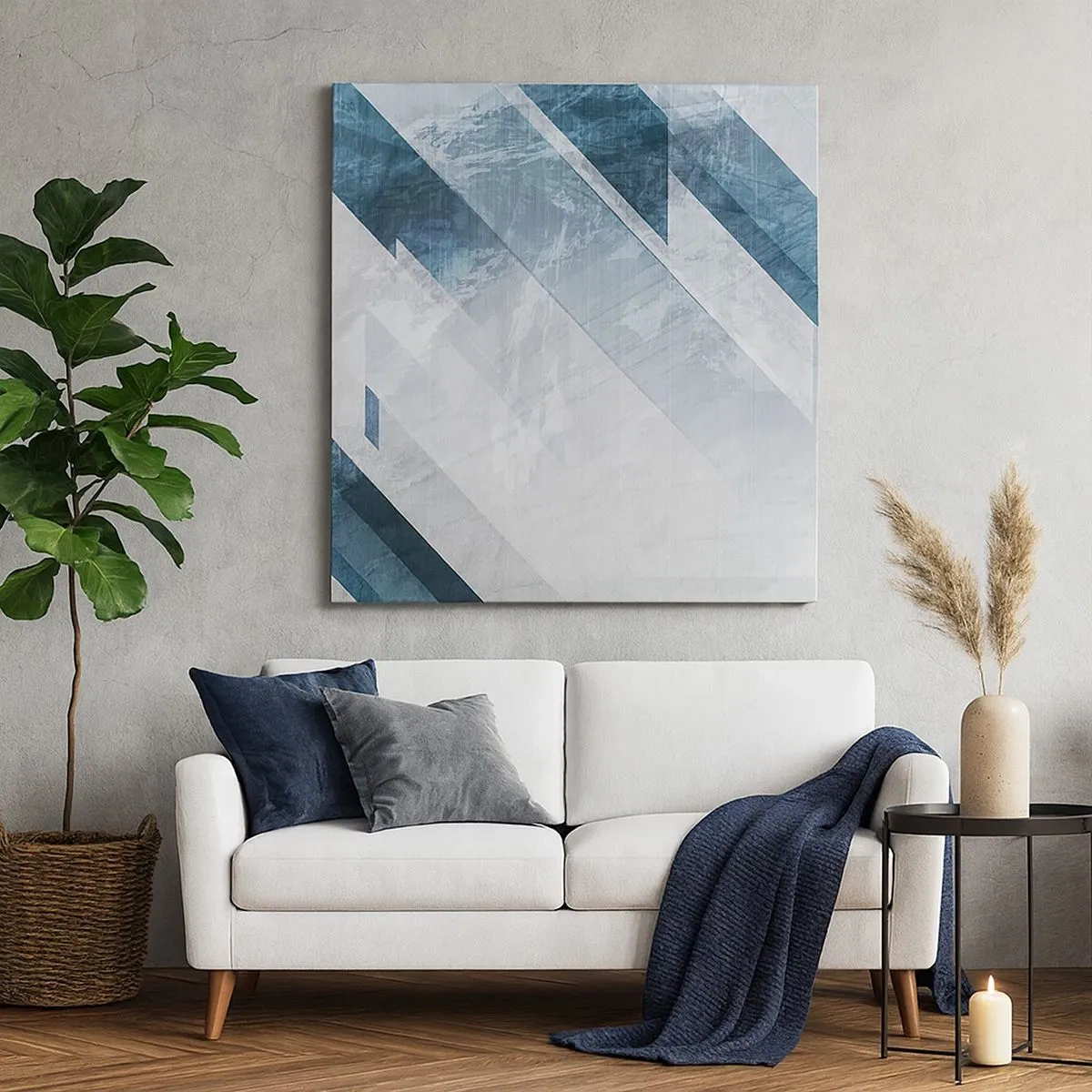 Schilderen op canvas - Ruimtelijke compositie - grijze beweging - 30x30 cm