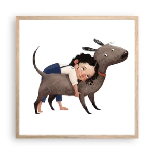 Een poster in een licht eiken lijst - Beste vrienden - 60x60 cm