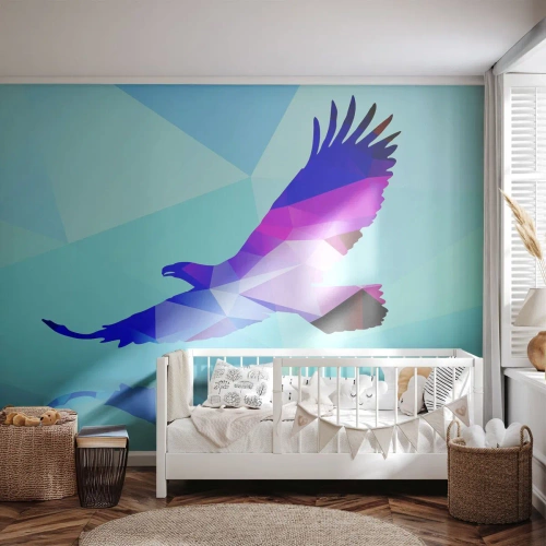 Fotobehang op maat Premium Canvas - Adelaar in een lila kristal - Vogel, Adelaar, Geometrische figuur