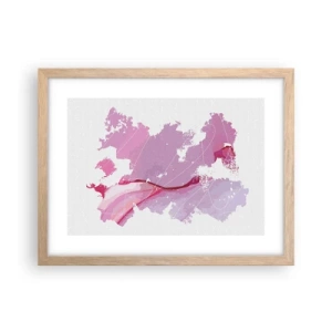 Een poster in een licht eiken lijst - Kaart van de roze wereld - 40x30 cm
