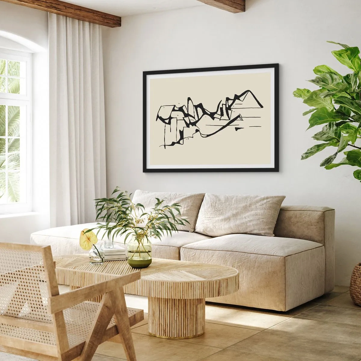 Poster in een zwarte lijst - Misschien een landschap - 100x70 cm