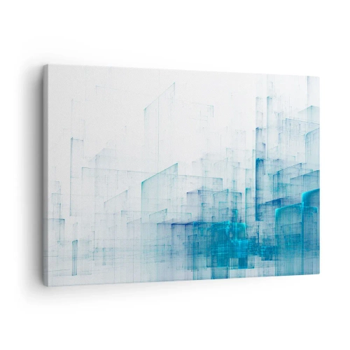 Schilderen op canvas - Abstracte geometrische vormen in blauwtinten - 70x50cm - Hoe ruimte geworden is - Moderne wanddecoratie voor woonkamer en slaapkamer ARTTOR