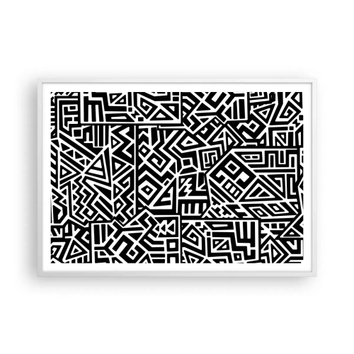 Poster in een witte lijst - Pre-Columbiaanse compositie - 100x70 cm