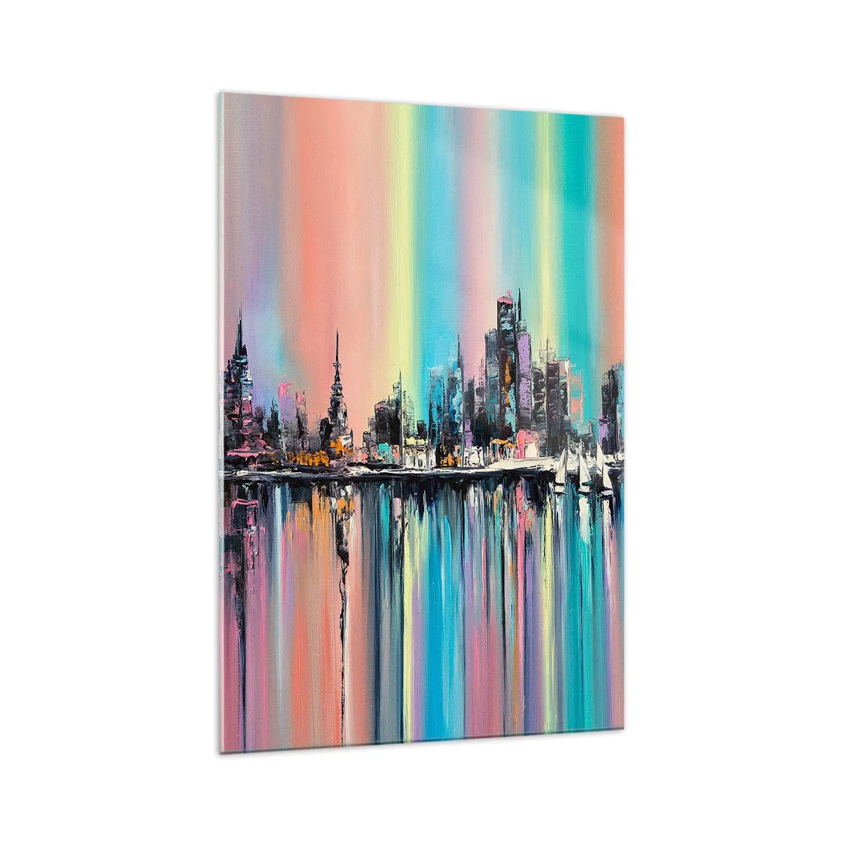 Schilderen op glas - Om in het licht van de nacht te vallen - 70x100 cm