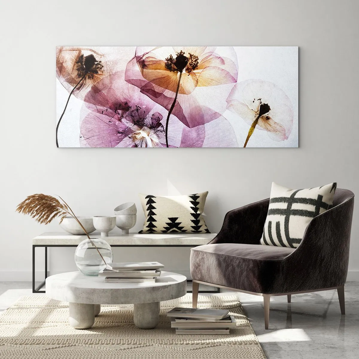 Schilderen op glas - Transparante lichaamsbloemen - 120x50 cm
