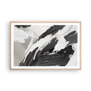 Een poster in een licht eiken lijst - Abstractie op grote schaal - 91x61 cm