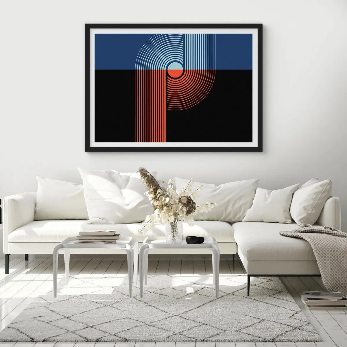 Poster in een zwarte lijst - In een geometrische omhelzing - 50x40 cm