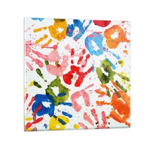 Schilderen op glas - Volg de voetstappen - 50x50 cm