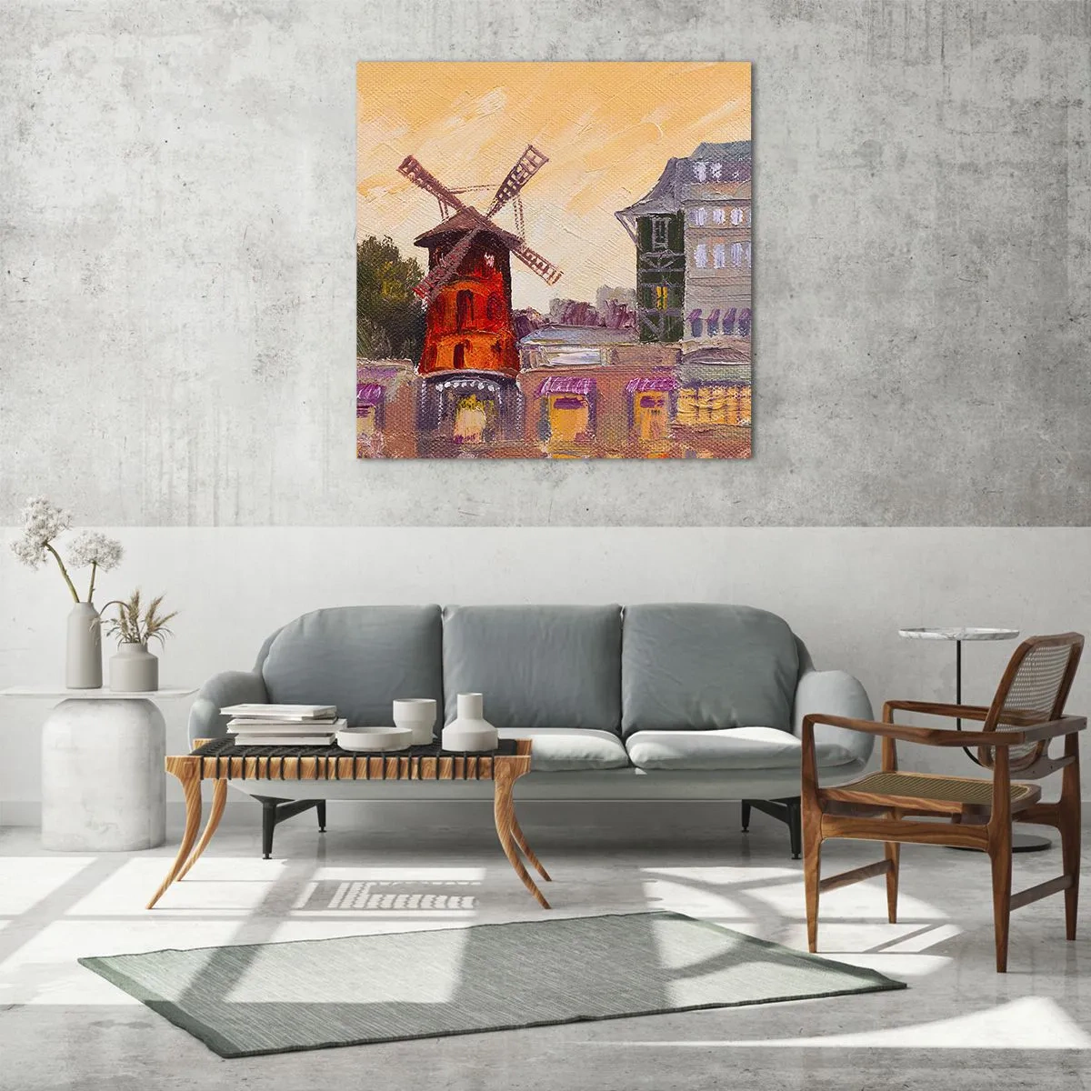 Schilderen op glas - Parijse iconen – Moulin Rouge - 70x70 cm