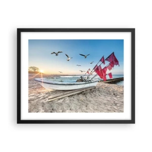 Poster in een zwarte lijst - Een welverdiende rust - 50x40 cm