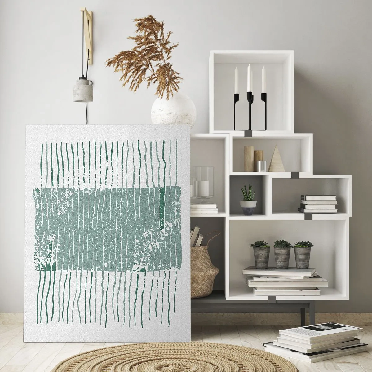 Schilderen op glas - Mariene abstractie - 50x70 cm