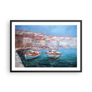 Poster in een zwarte lijst - Italiaanse baai - 70x50 cm