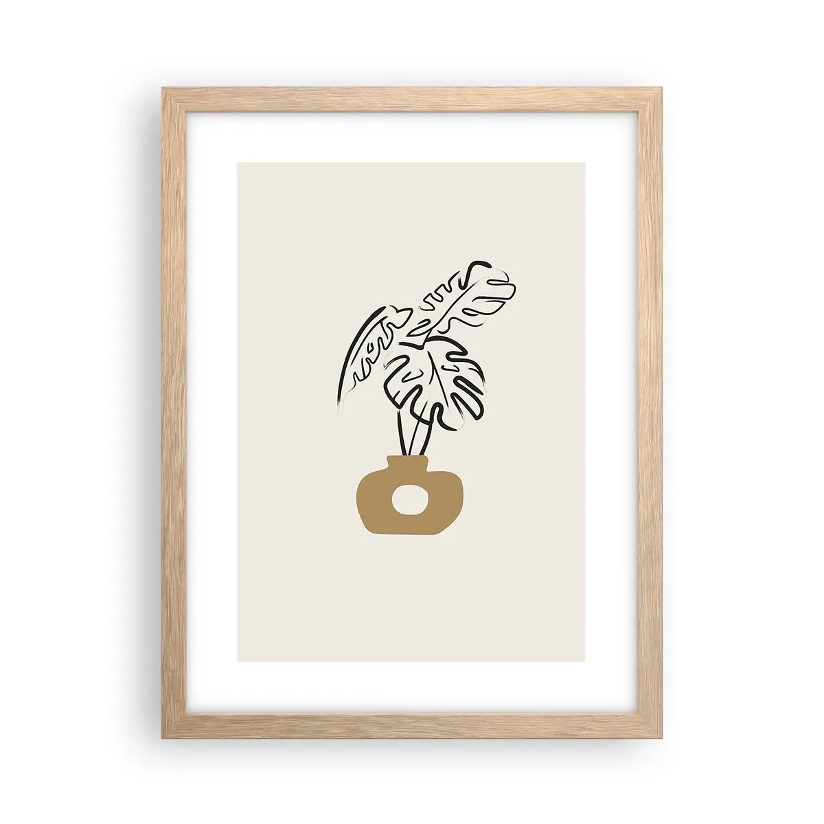 Een poster in een licht eiken lijst - Monstera – huisdecoratie - 30x40 cm