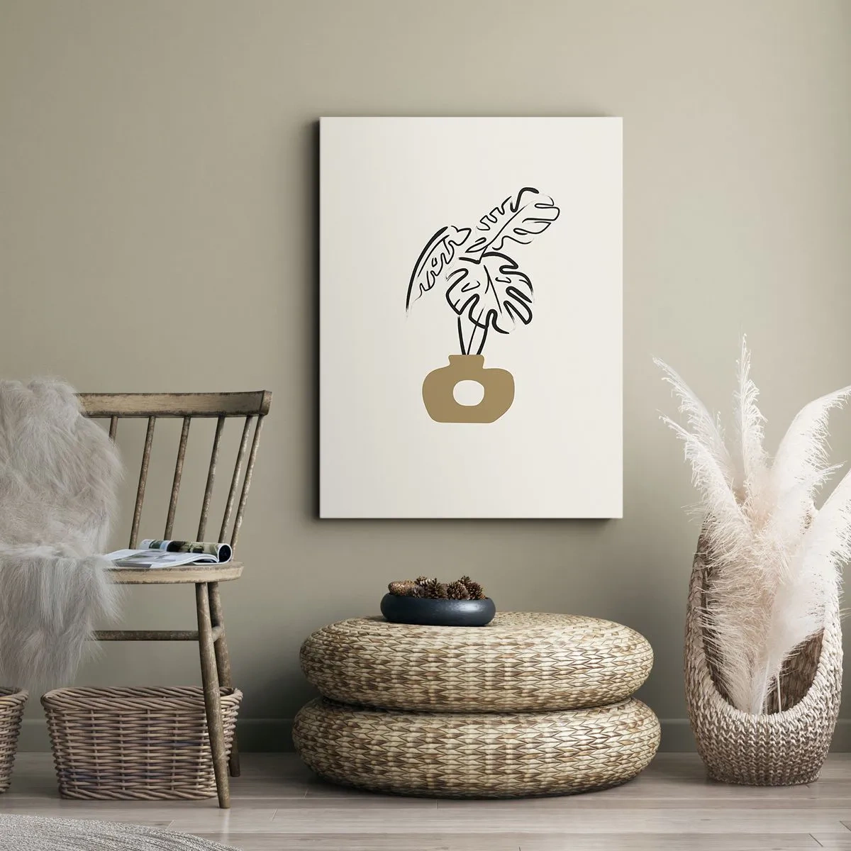 Schilderen op canvas - Monstera – huisdecoratie - 70x100 cm