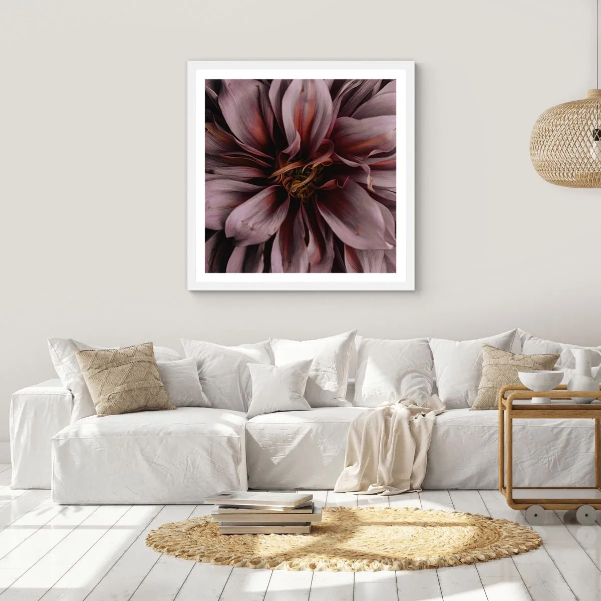 Poster in een witte lijst - Een bloemenhart - 60x60 cm