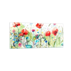 Schilderen op glas - Bloeiende meiweide - 120x50 cm