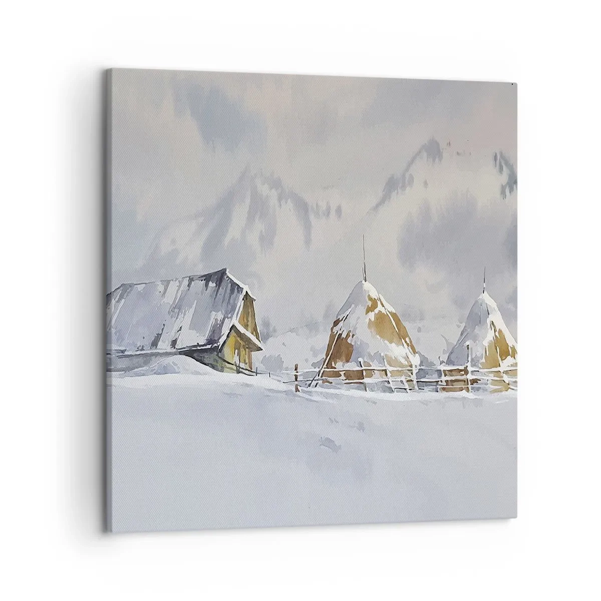 Schilderen op canvas - In een besneeuwde vallei - 50x50 cm