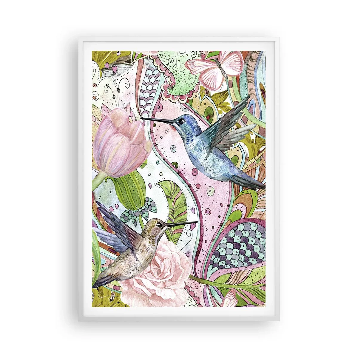 Poster in een witte lijst - Verstrikt in wijnstokken - 70x100 cm