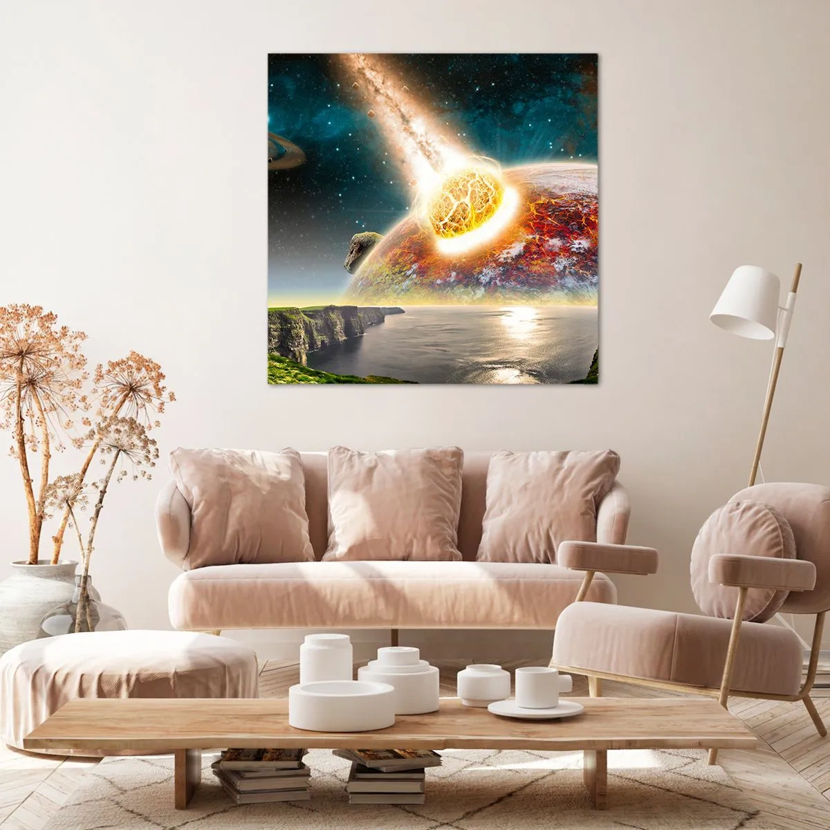 Schilderen op canvas - Kosmisch drama - 70x70 cm