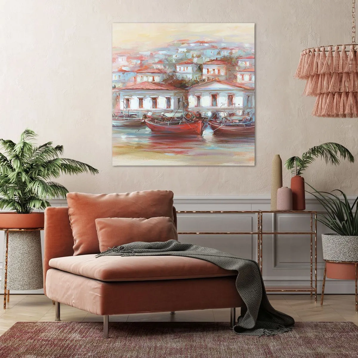 Schilderen op canvas - Gelukkige stad - 70x70 cm