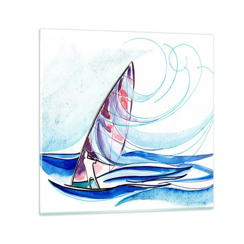 Schilderen op glas - Met de wind op het ritme van de golven - 70x70 cm