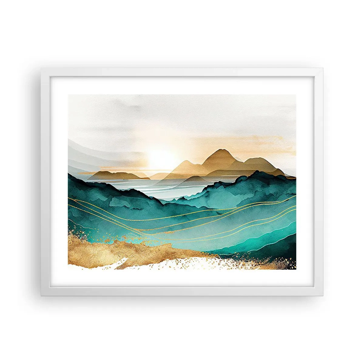 Poster in een witte lijst - Op de rand van abstractie – landschap - 50x40 cm