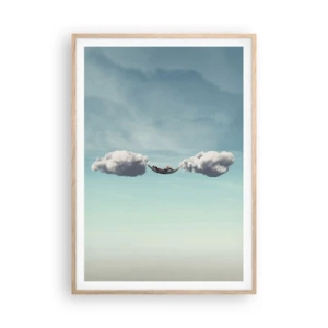 Een poster in een licht eiken lijst - Het geluk van het moment - 70x100 cm