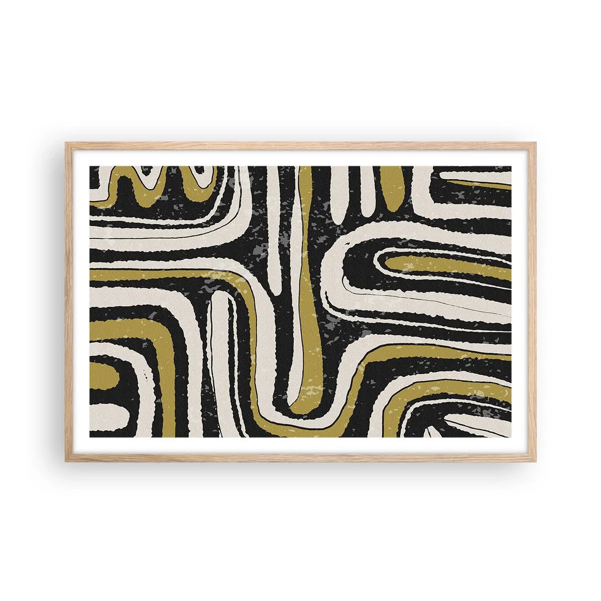 Een poster in een licht eiken lijst - Compositie: wegen en steegjes - 91x61 cm