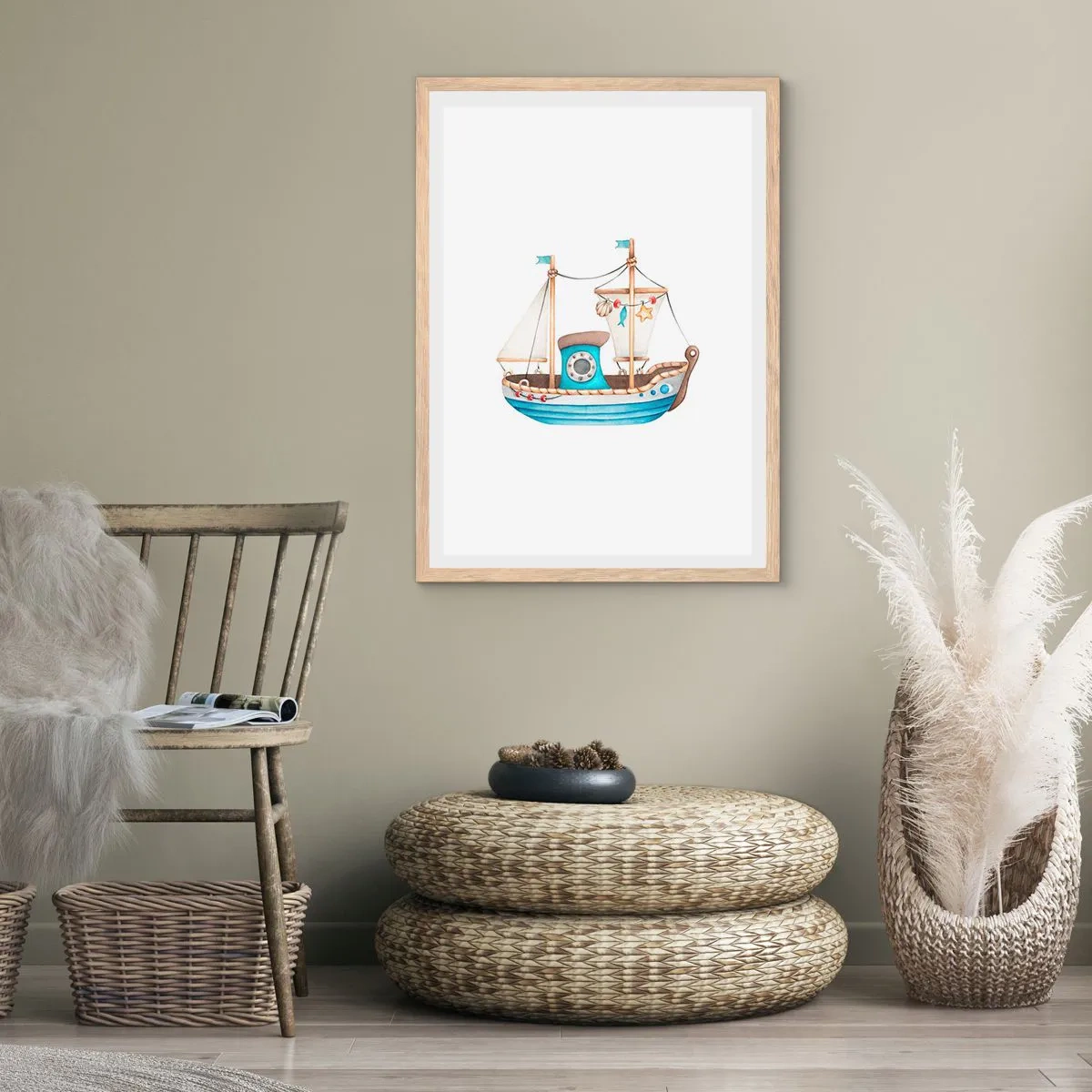 Een poster in een licht eiken lijst - Ahoi, avontuur! - 30x40 cm