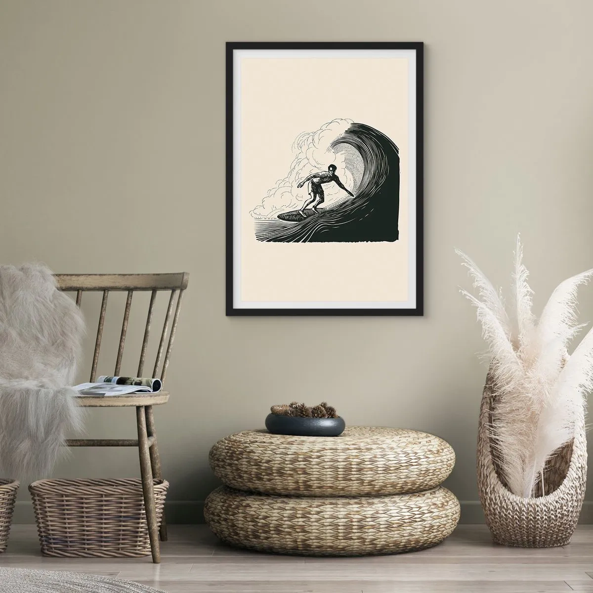Poster in een zwarte lijst - Koning van de golf - 70x100 cm