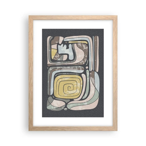 Een poster in een licht eiken lijst - Abstractie in de precolumbiaanse geest - 30x40 cm
