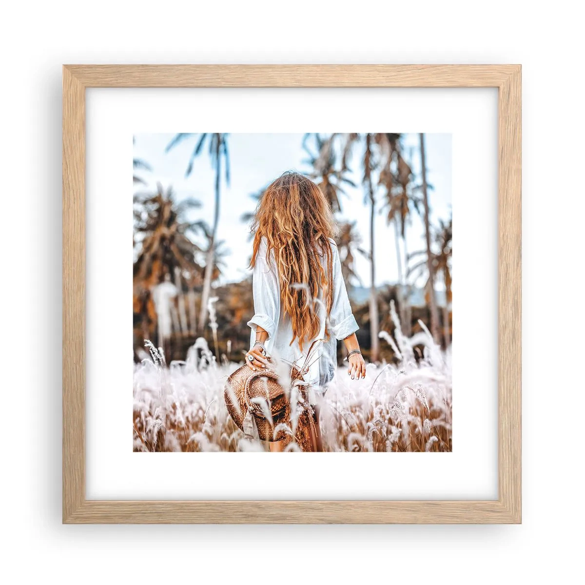 Een poster in een licht eiken lijst - Geboren uit graspluis - 30x30 cm