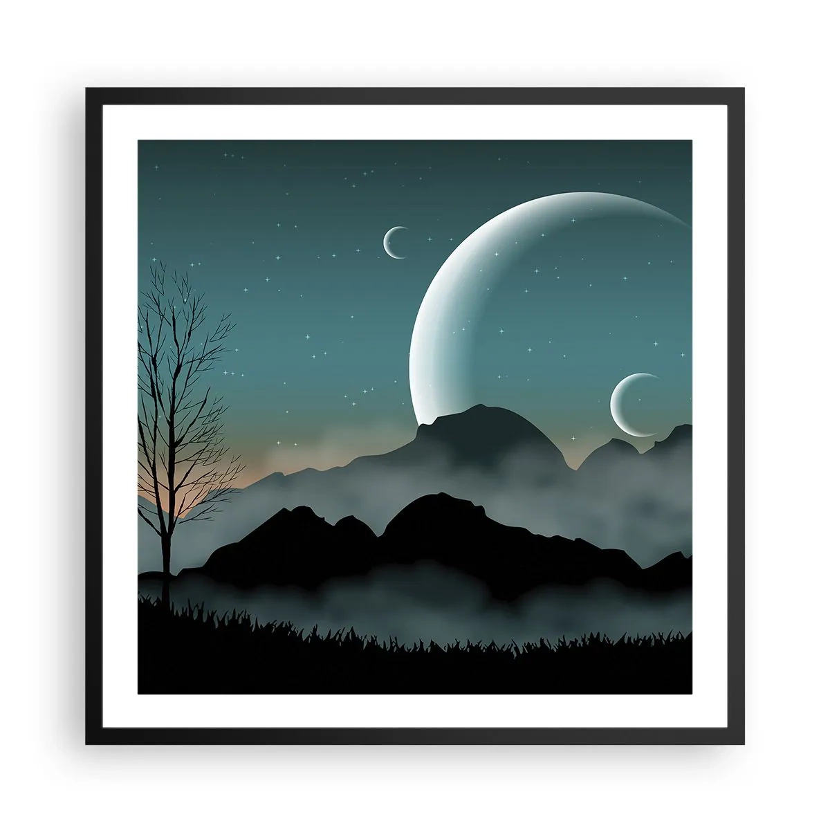 Poster in een zwarte lijst - Carneval in Sterrennacht  - 60x60 cm