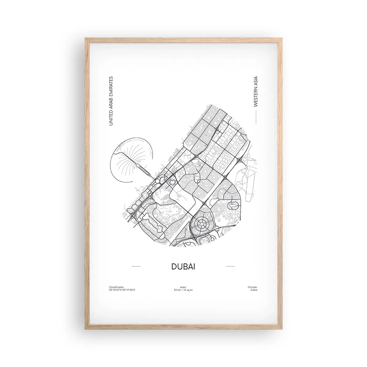 Een poster in een licht eiken lijst - Anatomie van Dubai - 61x91 cm