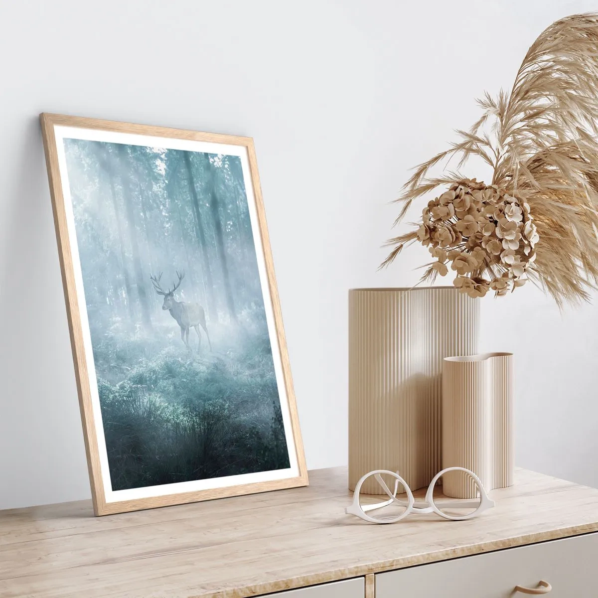 Een poster in een licht eiken lijst - Ochtendbezoek aan het landgoed - 30x40 cm