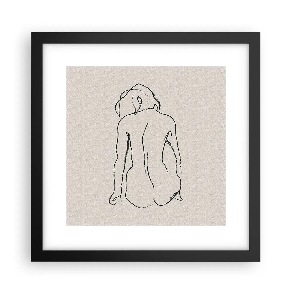 Poster in een zwarte lijst - Naakt meisje - 30x30 cm