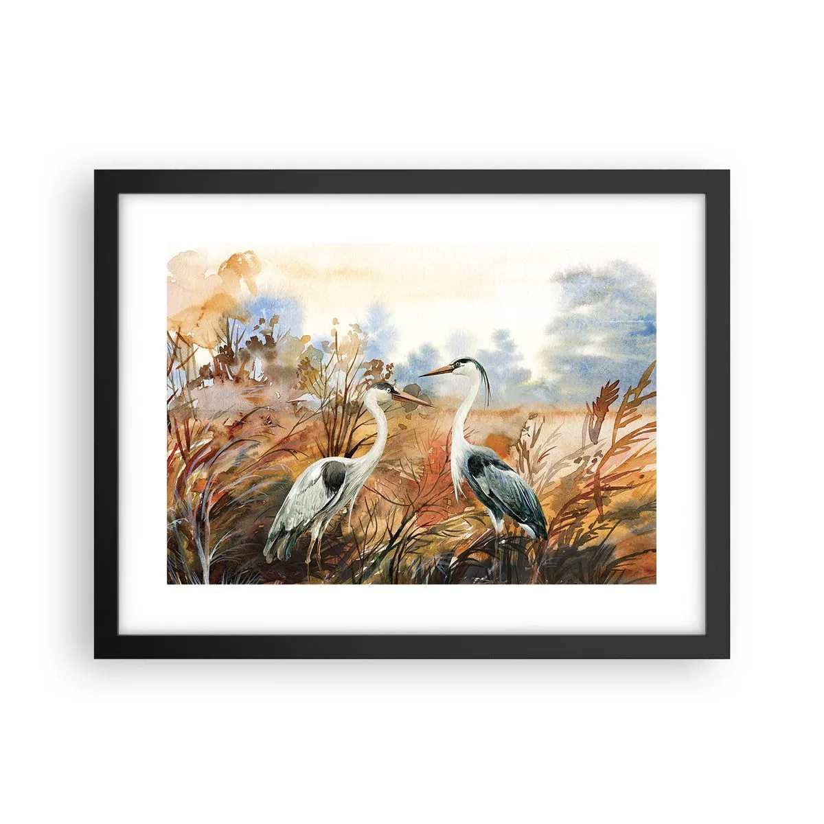 Poster in een zwarte lijst - Waarheen in de herfst? - 40x30 cm