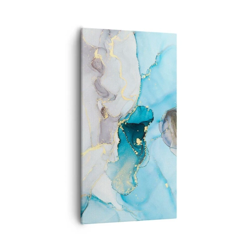 Schilderen op canvas - Een studie van de ontmoeting van grijs en turkoois - 55x100 cm
