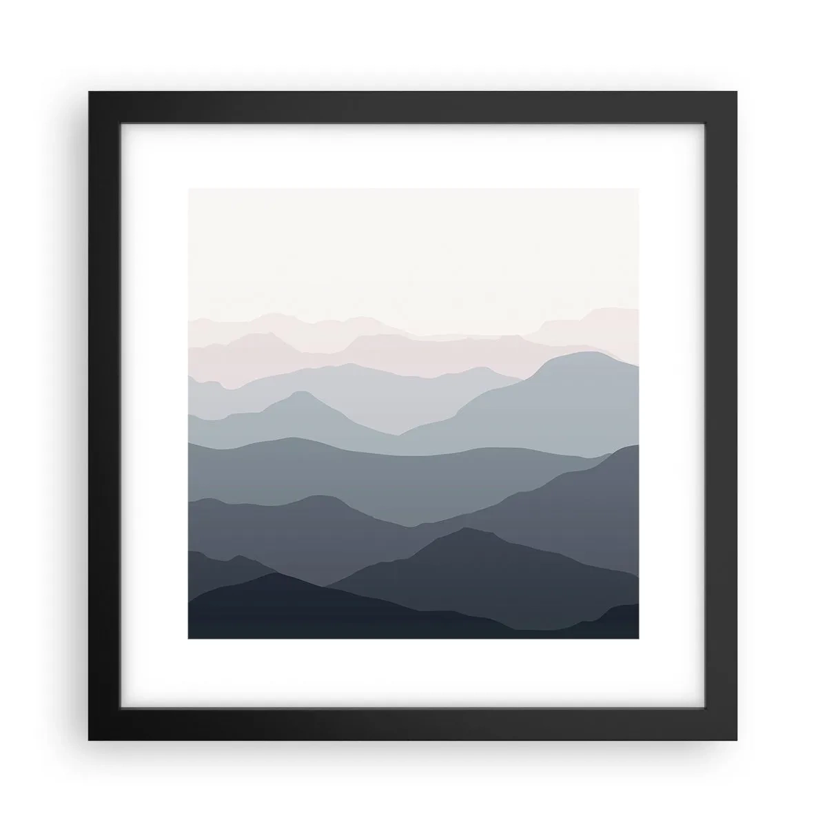 Poster in een zwarte lijst - Golven van de bergen - 30x30 cm