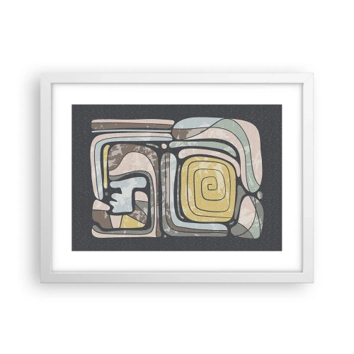 Poster in een witte lijst - Abstractie in de precolumbiaanse geest - 40x30 cm