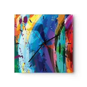 Wandklok - Klok - Kleurrijke duizeligheid - 30x30 cm