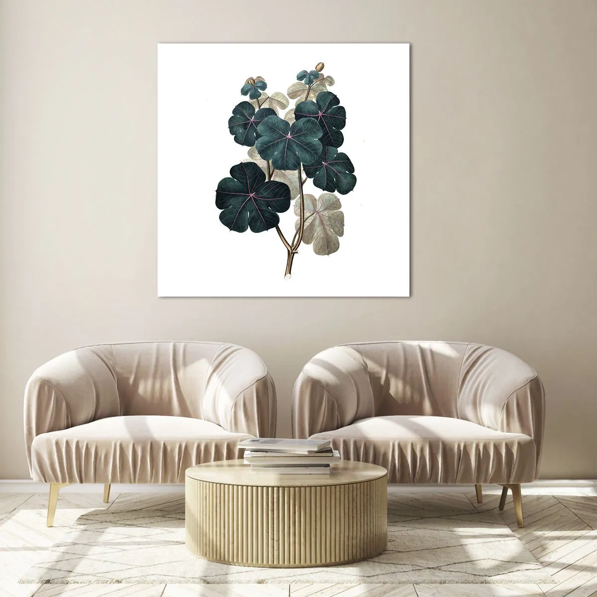Schilderen op glas - Uit het oude herbarium - 70x70 cm